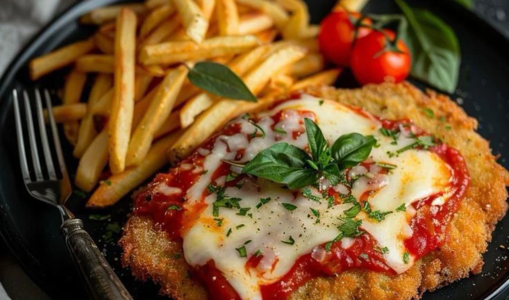 Classic parmigiana with chips at Central Lounge